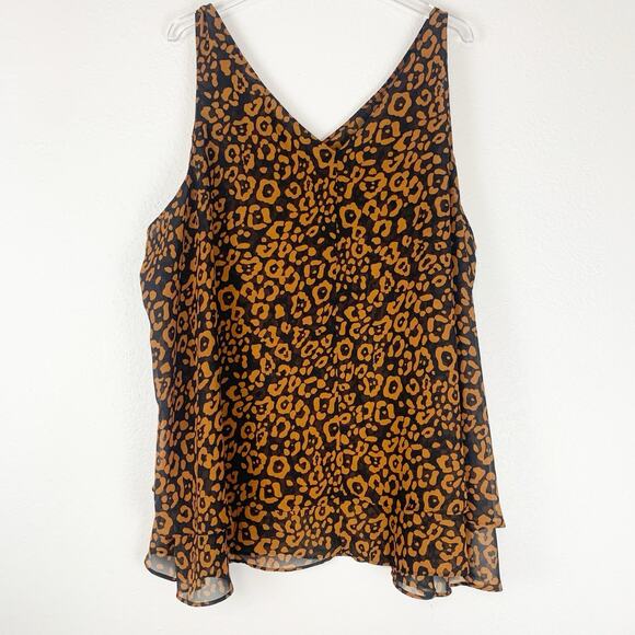 Lane Bryant Top Womens 28 Animal Print Sleeveless Blouse Flowy Tank‎ V-Neck - Picture 2 of 8